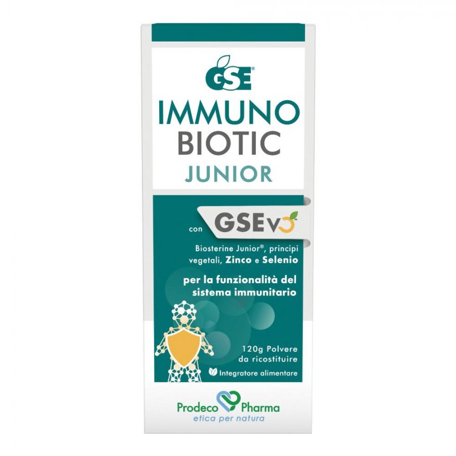 GSE Immunobiotic Junior 120g - Integratore per Bambini con Estratto di Semi di Pompelmo, Biosterine Junior, Uncaria, Ananas, Zinco e Selenio