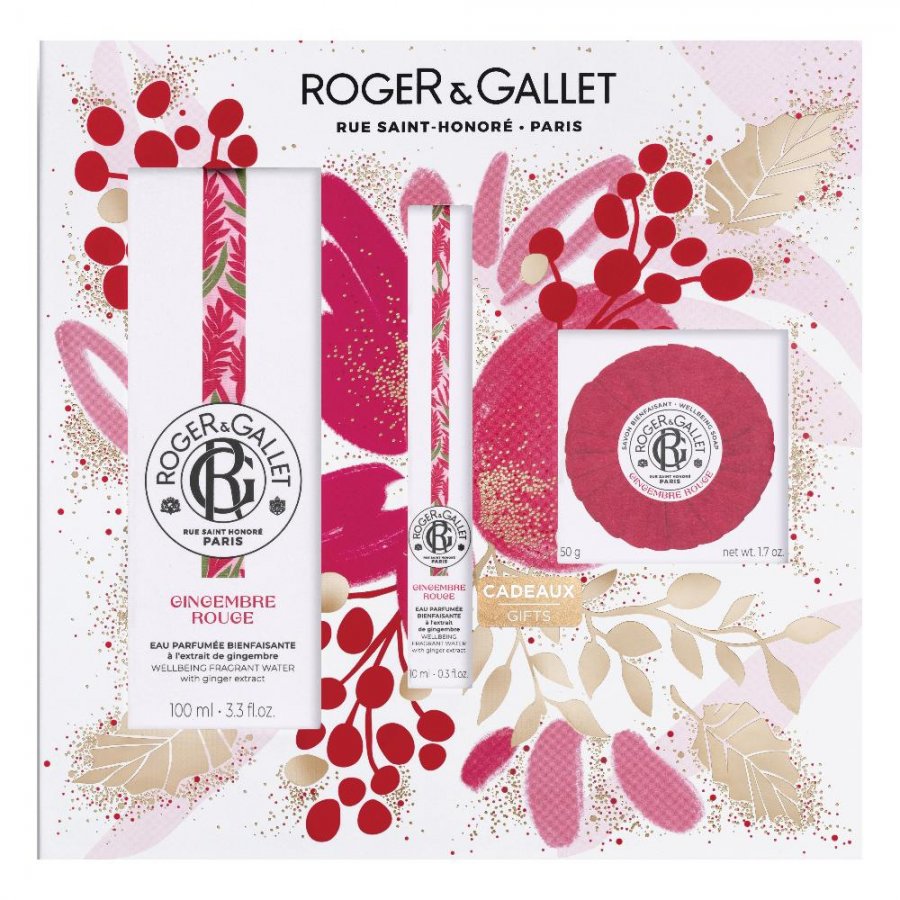 Roger & Gallet Set Gingembre Rouge - Eau de Toilette 100ml + 10ml + Saponetta 50g - Fragranza Energizzante