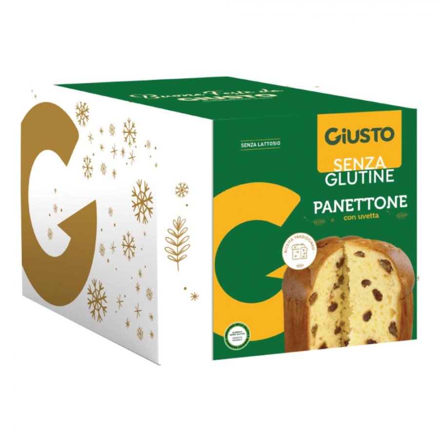 Giusto Senza Glutine Panettone con Uvetta 500g - Panettone Senza Glutine con Uvetta e Lievitazione Naturale