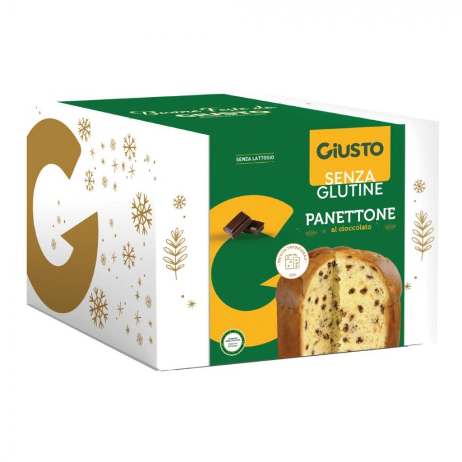 Giusto Senza Glutine Panettone al Cioccolato 500g - Panettone con Gocce di Cioccolato Senza Glutine