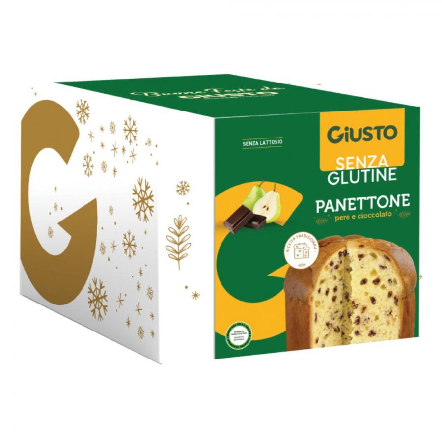 Giusto Senza Glutine Panettone Pere E Cioccolato 500g - Panettone Senza Glutine con Pere e Gocce di Cioccolato