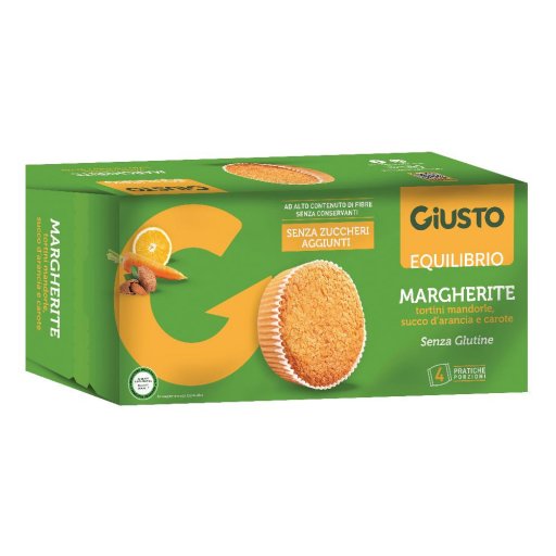 Giusto Senza Glutine Margherite Equilibrio 180g - Tortini di Mandorle, Succo d'Arancia e Carote, Ricchi di Fibre