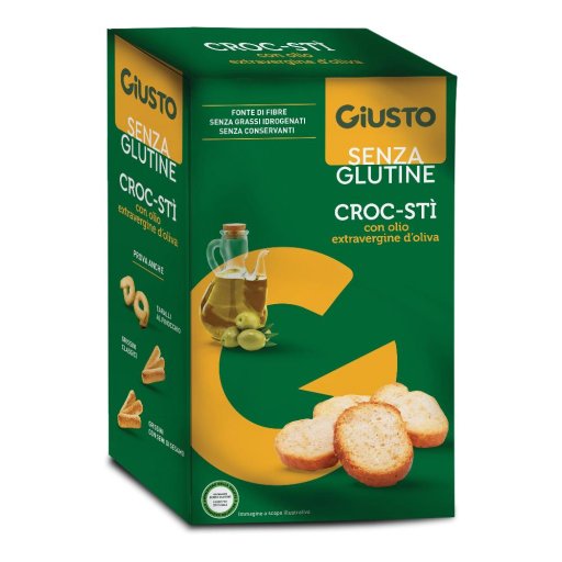 Giusto Senza Glutine Croc-Stì Con Olio Extra Vergine D'Oliva 100g - Snack Salati, Ideali per Aperitivi