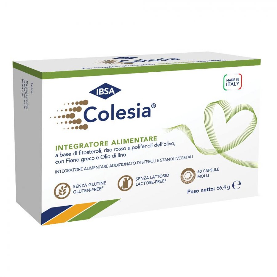 Colesia Soft Gel - Integratore Fitosteroli, Riso Rosso e Polifenoli dell’Olivo - 60 Capsule Molli