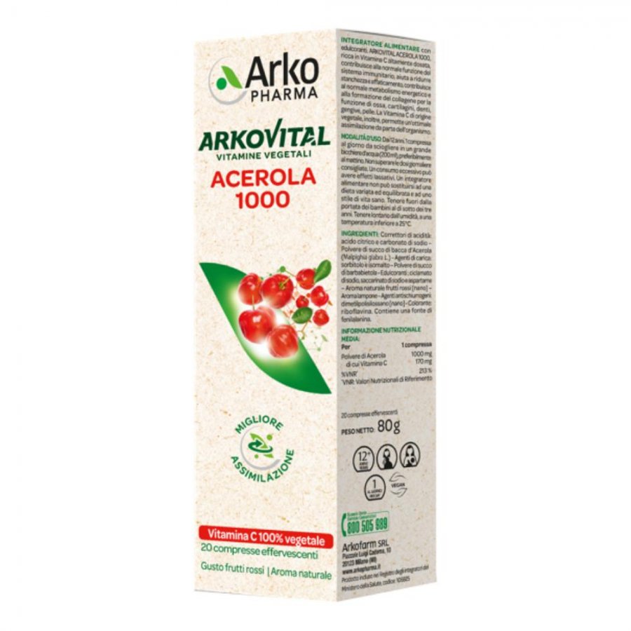 Arkovital Acerola 1000 Effervescente 20 Compresse Promo - Integratore di Vitamina C