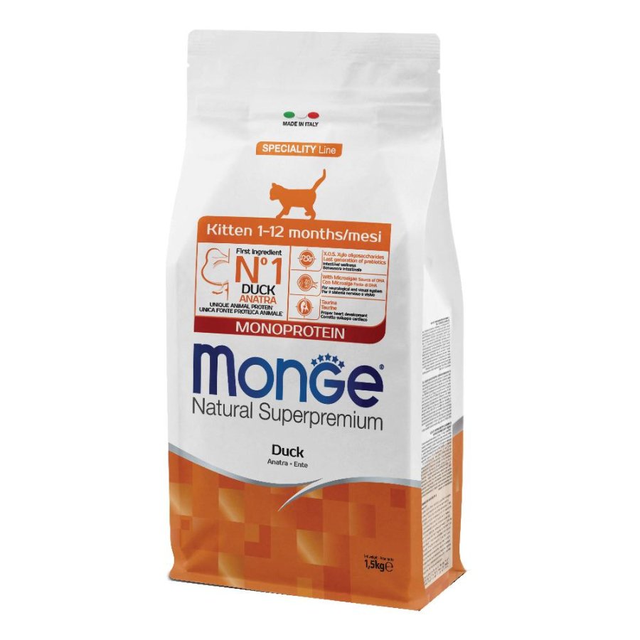 MONGE GATTO SPECIALITY MONOPROTEICO KITTEN ANATRA 1,5KG