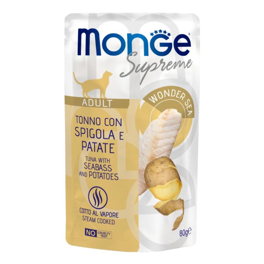 MONGE GATTO SUPREME ADULT TONNO SPIGOLA PATATE 80GR (bustina)