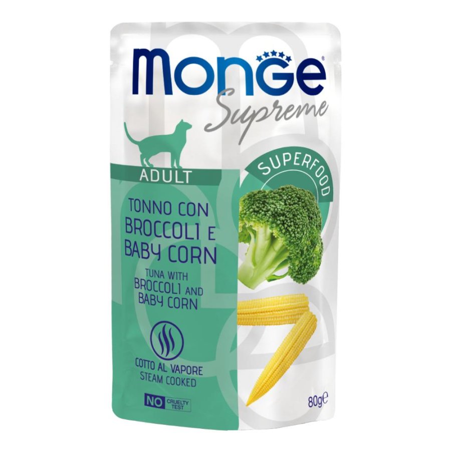 MONGE GATTO SUPREME ADULT TONNO BROCCOLI MAIS 80GR (bustina)