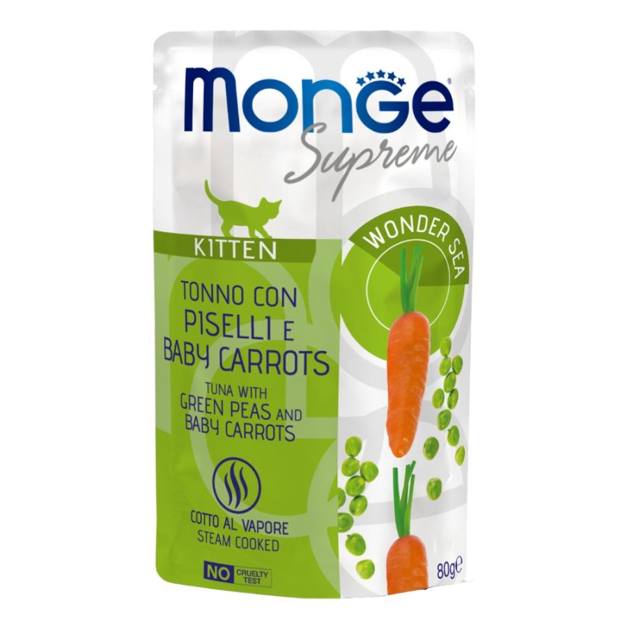 MONGE GATTO SUPREME KITTEN TONNO PISELLI CAROTE 80GR (bustina)
