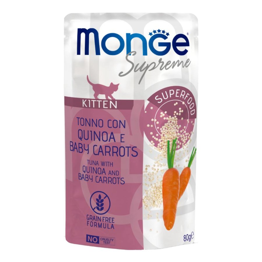 MONGE GATTO SUPREME GRAIN FREE KITTEN TONNO QUINOA CAROTE 80GR (bustina)