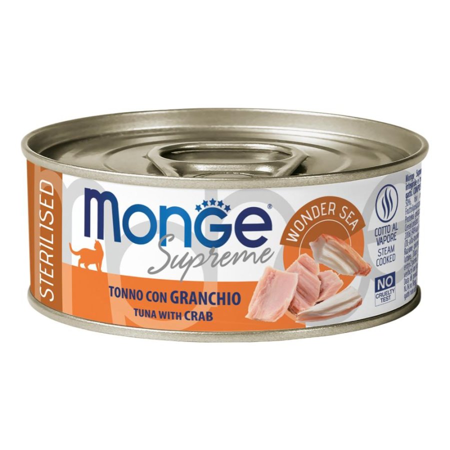 MONGE GATTO SUPREME STERILISED TONNO GRANCHIO 80GR (lattina)