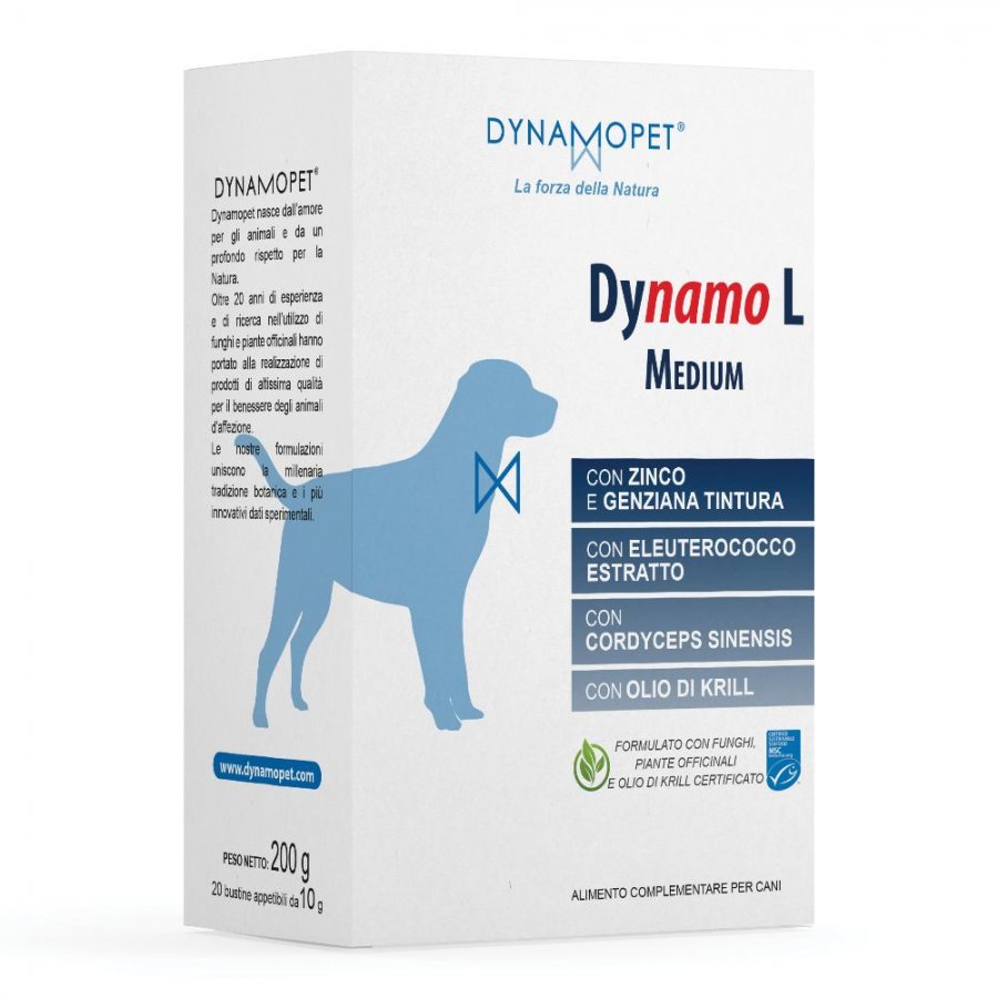 Dynamo L Medium 20 Bustine da 10g - Integratore Alimentare per Cani di Taglia Media