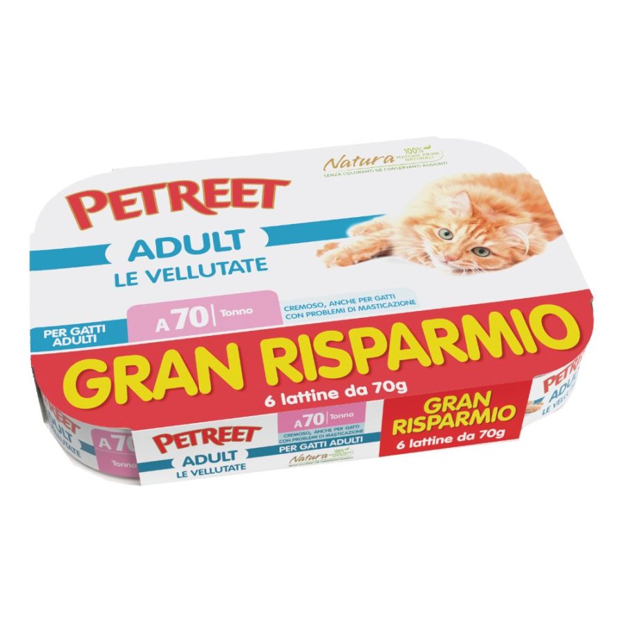 PETREET GATTO ADULT VELLUTATE A70 GRAN RISPARMIO TONNO 6x70GR (lattina) MULTIPACK