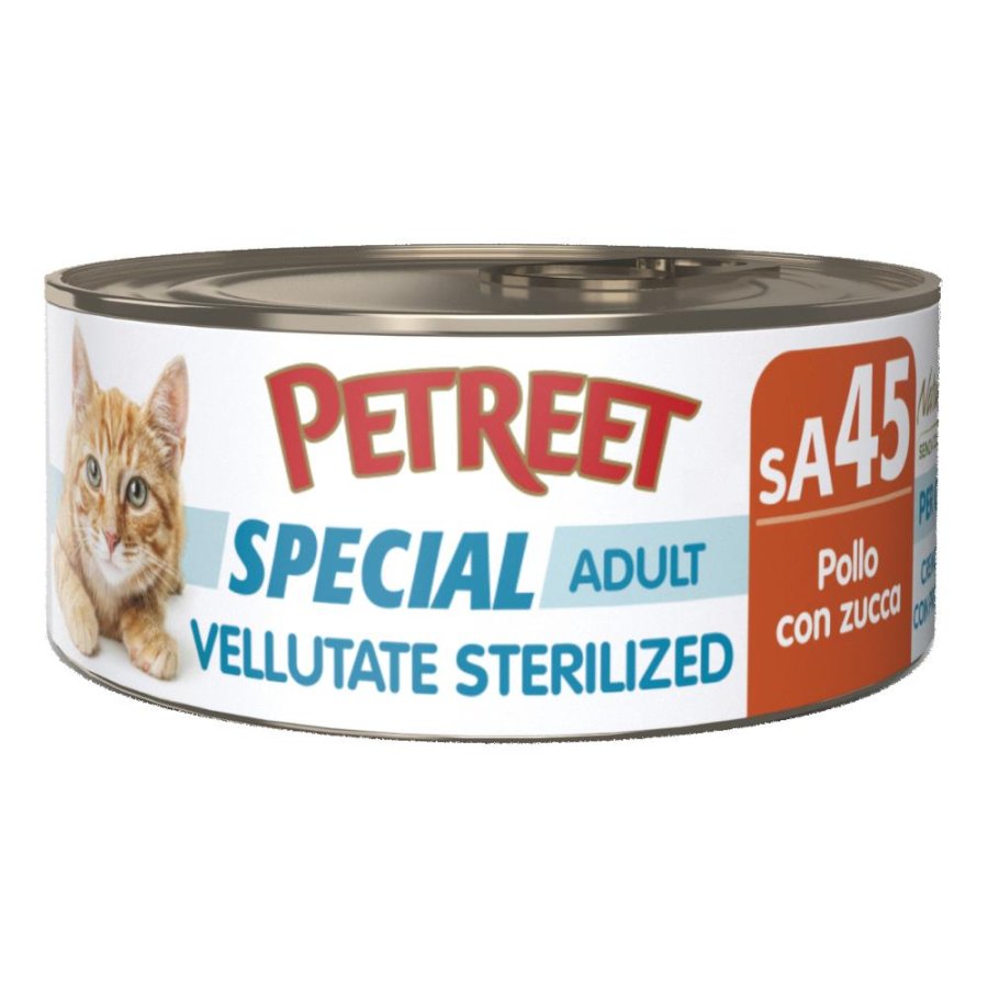 PETREET GATTO SPECIAL ADULT SA45 VELLUTATE STERILIZED POLLO ZUCCA 70GR (lattina)
