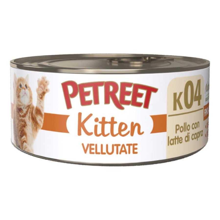 PETREET GATTO KITTEN K04 VELLUTATE POLLO LATTE DI CAPRA 60GR (lattina)