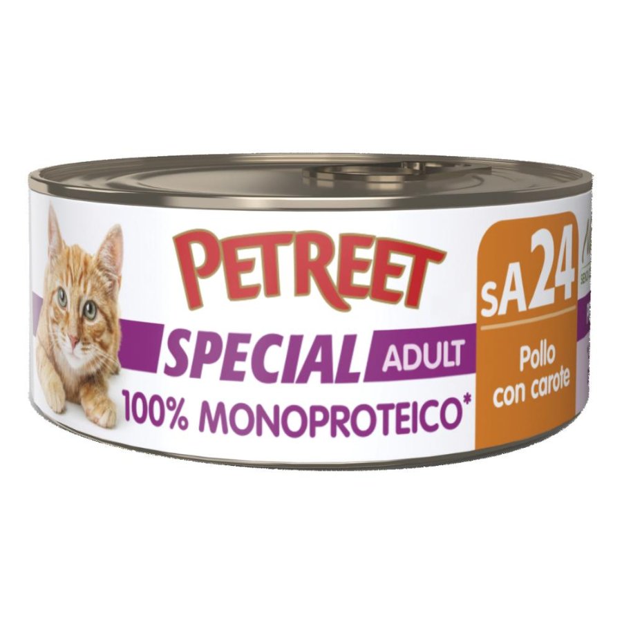 PETREET GATTO SPECIAL ADULT MP24 MONOPROTEICO POLLO CAROTE 60GR (lattina)