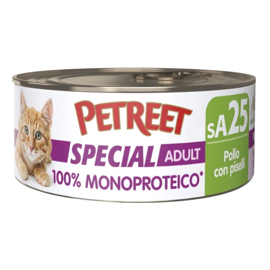 PETREET GATTO SPECIAL ADULT SA25 MONOPROTEICO POLLO PISELLI 60GR (lattina)