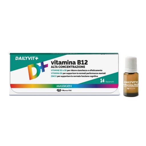 Massigen, DailyVit+ Vitamina B12 Alta Concentrazione, 14 flaconcini