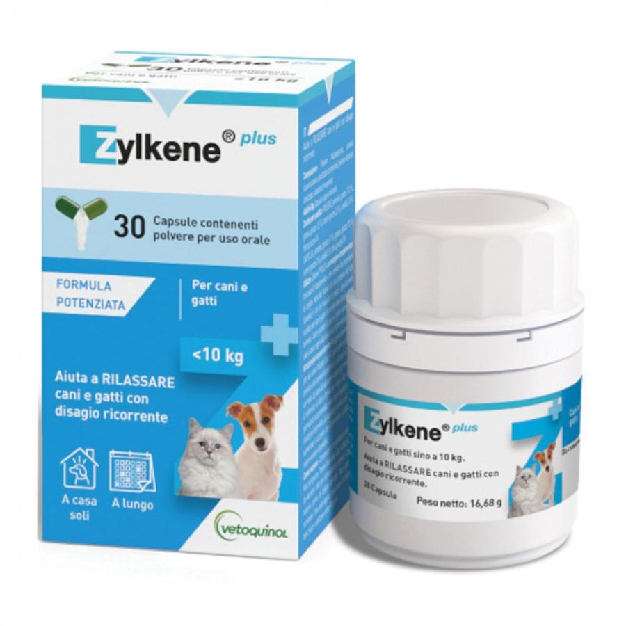 Zylkene Plus Mangime Complementare Per Cani/Gatti <10Kg 30 Capsule - Supporto per la Gestione dello Stress