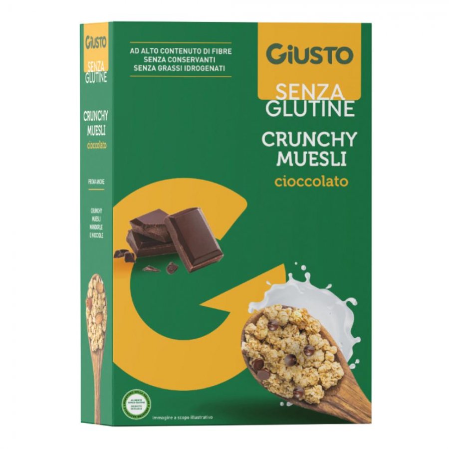 Giusto Senza Glutine Muesli Avena/Cioccolato 375g - Muesli Al Cioccolato Ad Alto Contenuto Di Fibre, Senza Glutine