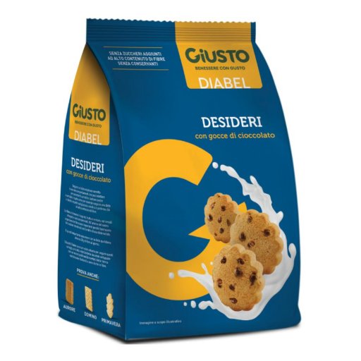 Giusto Diabel Biscotto Desideri con Gocce di Cioccolato 150g – Biscotti a Basso Indice Glicemico e Senza Zuccheri Aggiunti