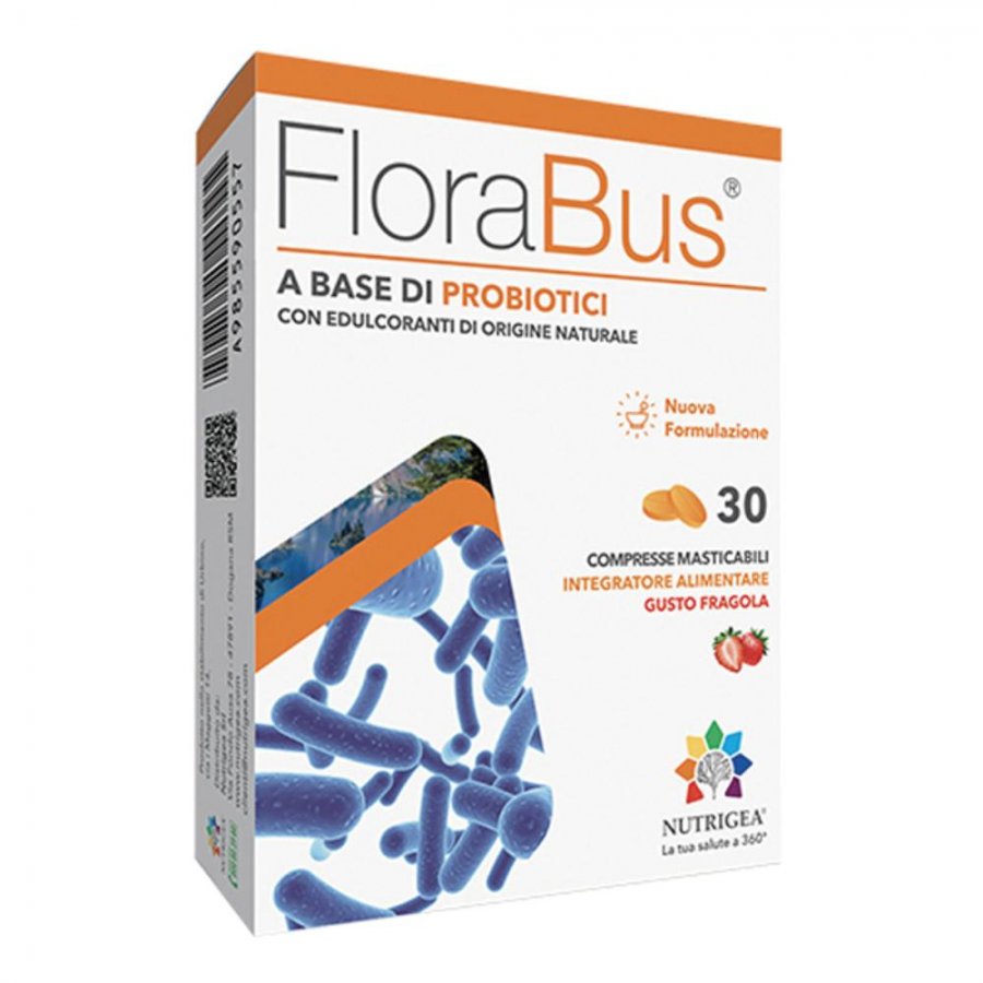 FloraBus 30 Compresse Masticabili - Integratore Digestivo Naturale per il Benessere Gastrointestinale
