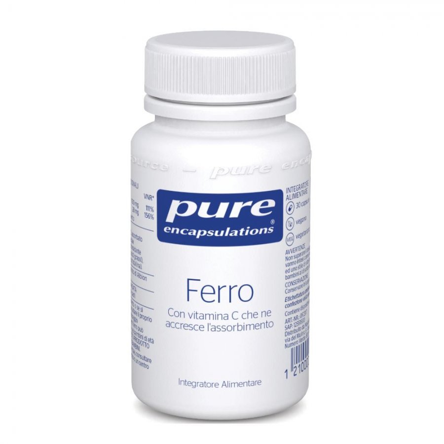 Pure Encapsulations Ferro 30 Capsule - Integratore Alimentare Ipoallergenico con Ferro e Vitamina C per Miglior Assorbimento