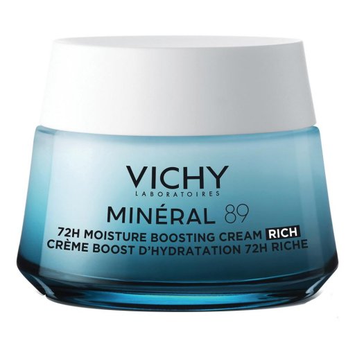 Vichy Mineral 89 Crema Idratante 72H Ricca 50ml - Crema Viso con Minerali Vichy, Idratazione Prolungata