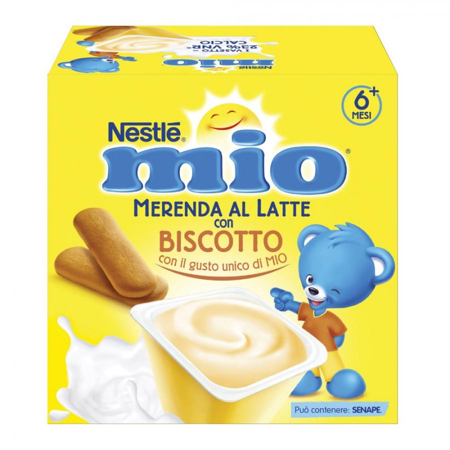 Nestlé Mio Merenda al Latte con Biscotto 4x100g - Snack Nutriente per Una Pausa Golosa