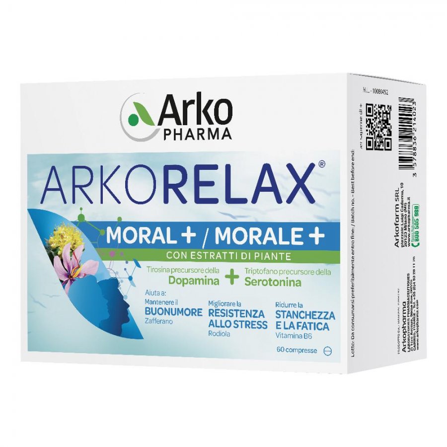 Arkorelax Moral+ 60 Compresse - Arkorelax Moral Integratore per Buon Umore e Resistenza allo Stress