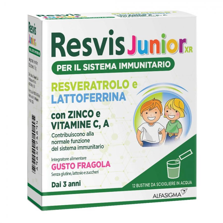 Resvis Junior XR - Integratore per bambini con 12 bustine - Potenziato con ingredienti naturali per il benessere dei bambini