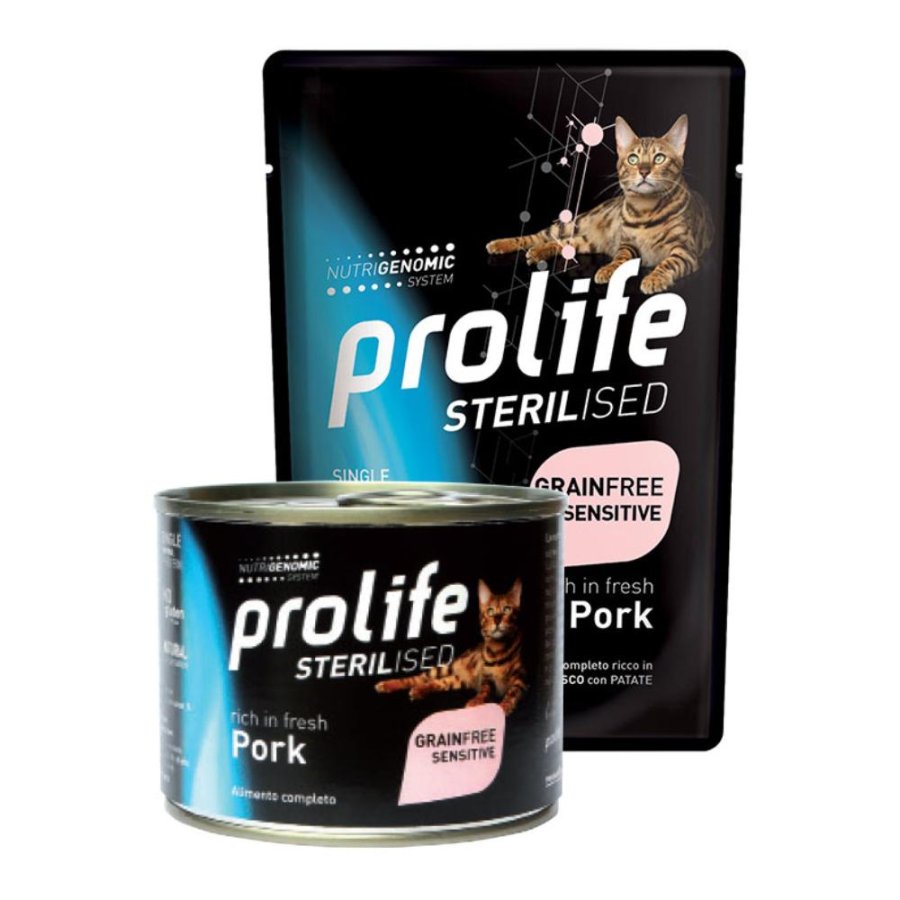 PROLIFE GATTO STERILISED SENSITIVE GRAIN FREE ADULT MAIALE 85GR (bustina)