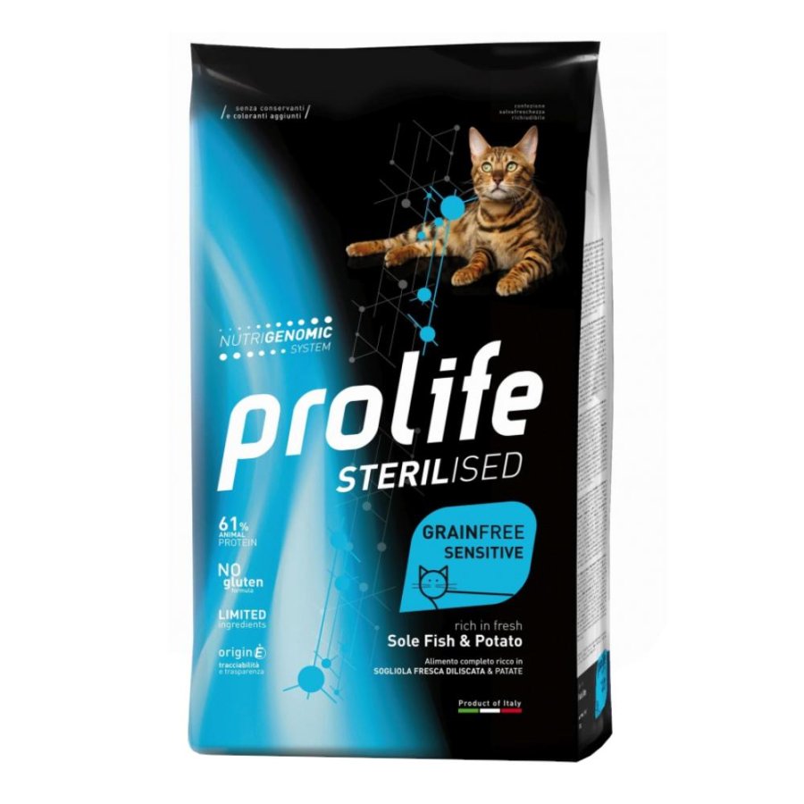 PROLIFE GATTO STERILISED SENSITIVE GRAIN FREE SOGLIOLA PATATE 1,5KG