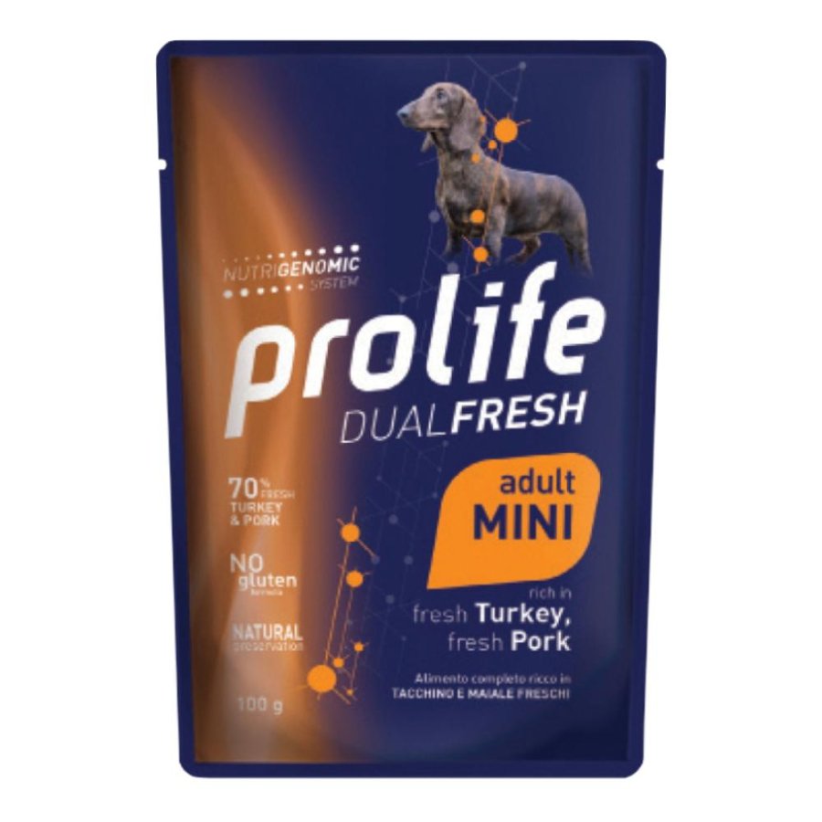 PROLIFE CANE DUALFRESH MINI ADULT TACCHINO MAIALE 100GR (bustina)