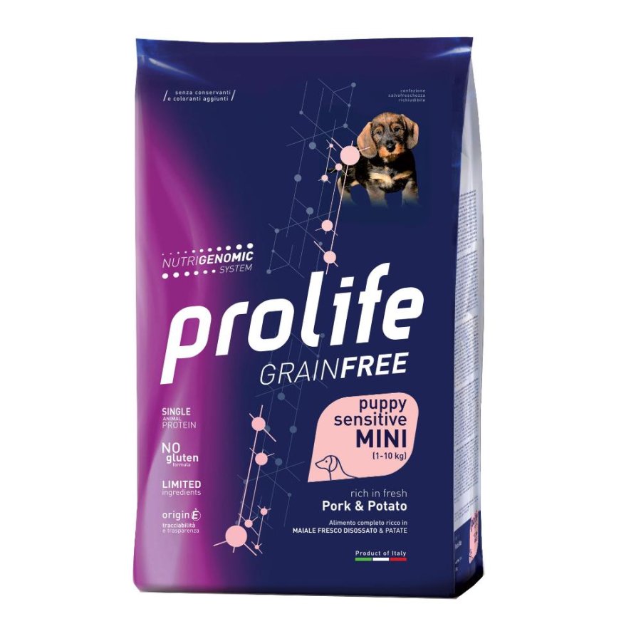 PROLIFE CANE GRAIN FREE SENSITIVE MINI ADULT MAIALE PATATE 600GR