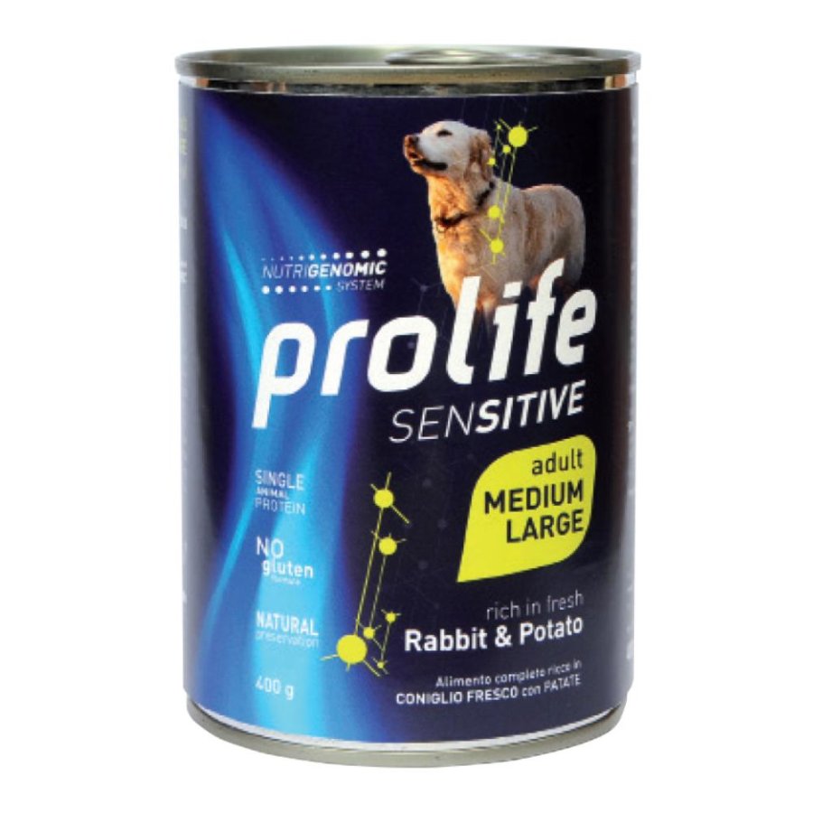 PROLIFE CANE SENSITIVE MEDIUM/LARGE ADULT CONIGLIO PTATATE 400GR (lattina)