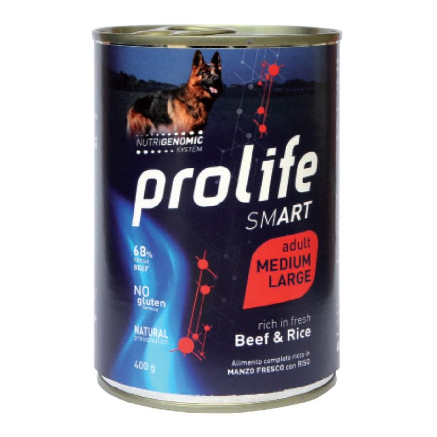 PROLIFE CANE SMART MEDIUM/LARGE ADULT MANZO RISO 400GR (lattina)