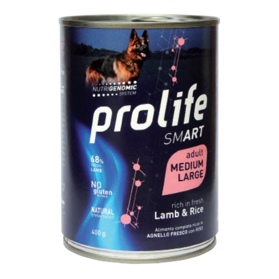 PROLIFE CANE SMART MEDIUM/LARGE ADULT AGNELLO RISO 400GR (lattina)