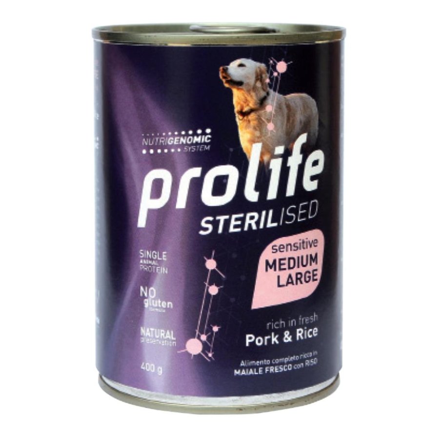 PROLIFE CANE STERILISED MEDIUM/LARGE ADULT MAIALE RISO 400GR (lattina)