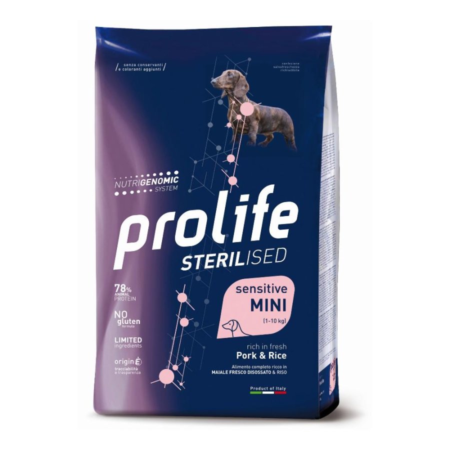 PROLIFE CANE STERILISED SENSITIVE MINI MAIALE RISO 600GR