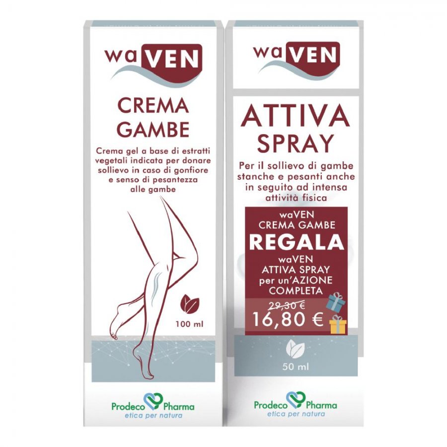 Waven Crema Gambe 100ml + Attiva Spray 50ml - Kit per il Benessere Gambe con Estratti Vegetali