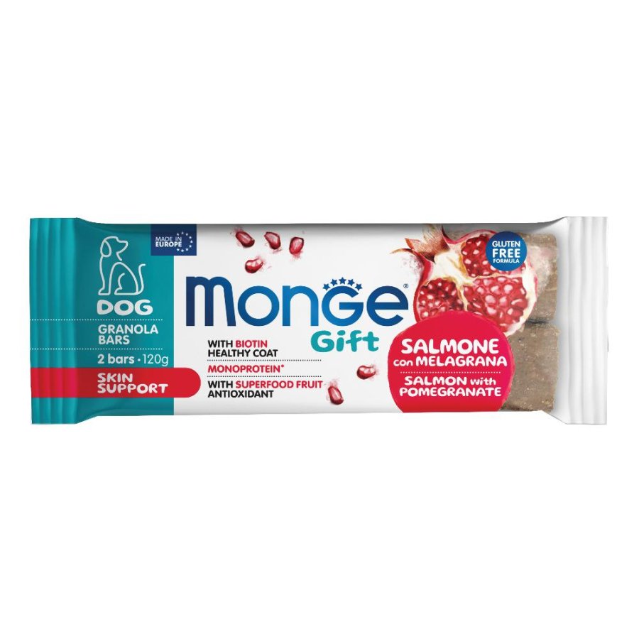 MONGE CANE SNACK GIFT SALMONE MELAGRANA GRANOLA 2PZ 120GR