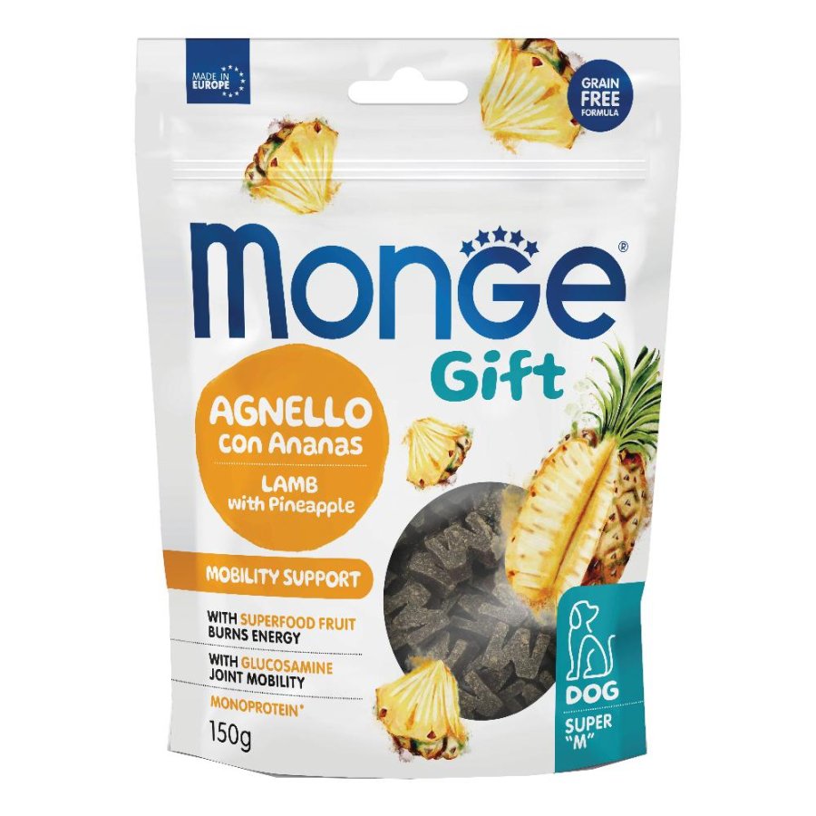MONGE CANE SNACK GIFT MOBILITY SUPPORT AGNELLO ANANAS 150GR