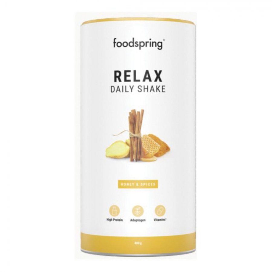 Foodspring Relax Daily Shake 480g Gusto Miele e Spezie - Il Tuo Compagno Serale per un Rilassamento Profondo