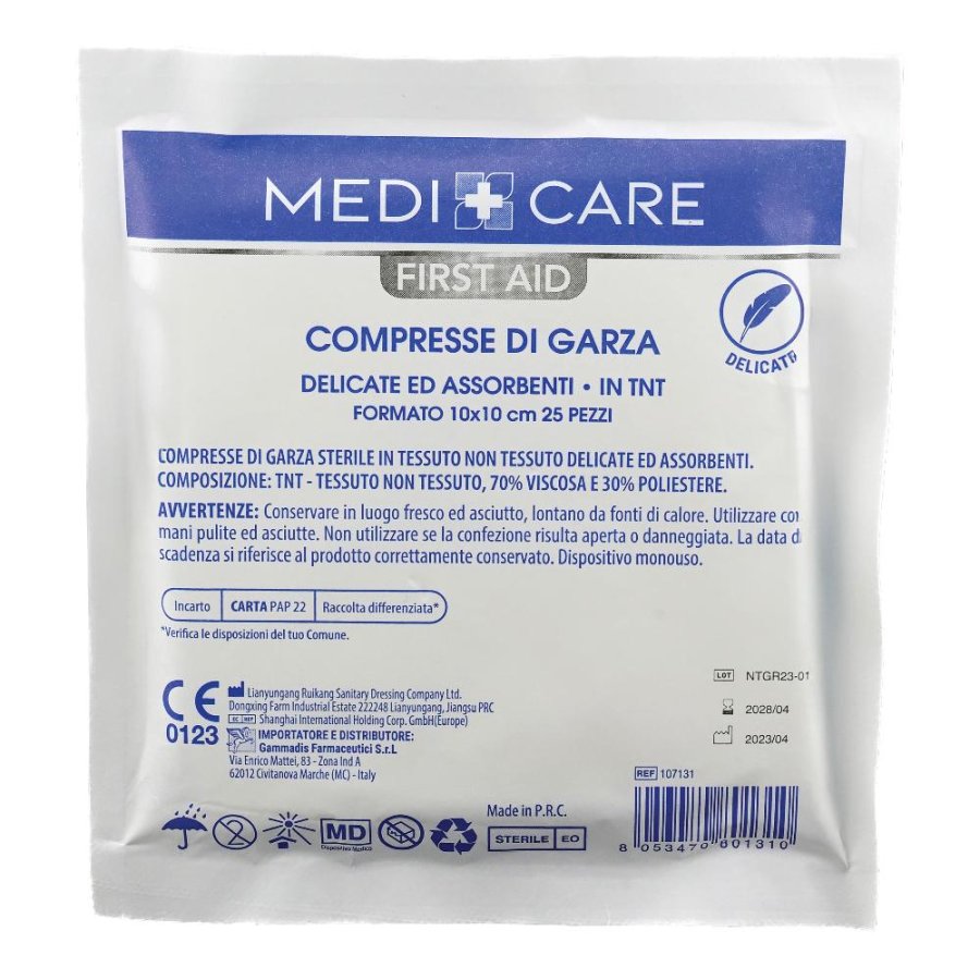 Garza Tnt 10x10cm 25 Pezzi - MedCare - Garze Sterili per Medicazioni