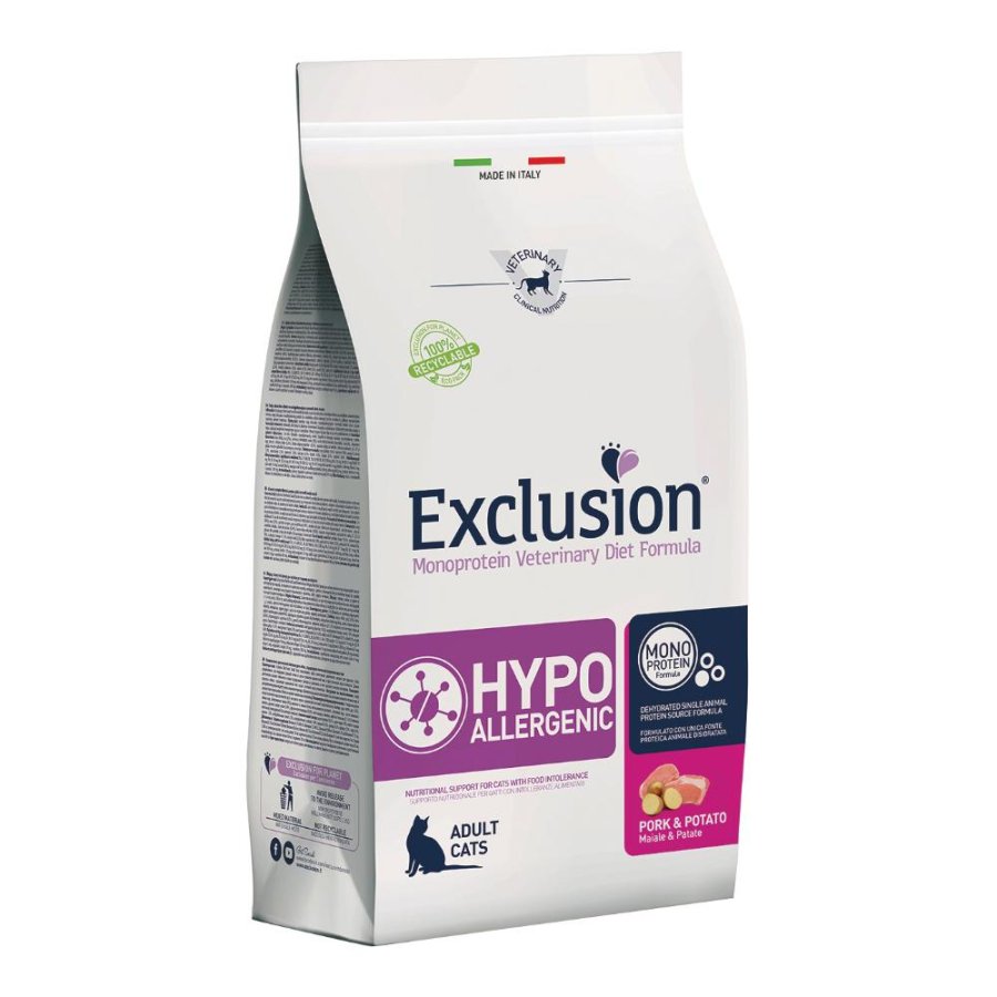 EXCLUSION GATTO DIET HYPOALLERGENIC ADULT MAIALE PATATE 300GR