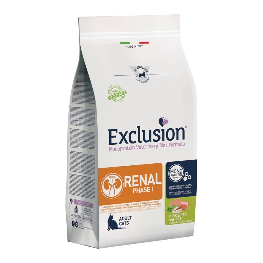 EXCLUSION GATTO DIET RENAL PHASE 1 MONOPROTEICO ADULT MAIALE PISELLI RISO 300GR