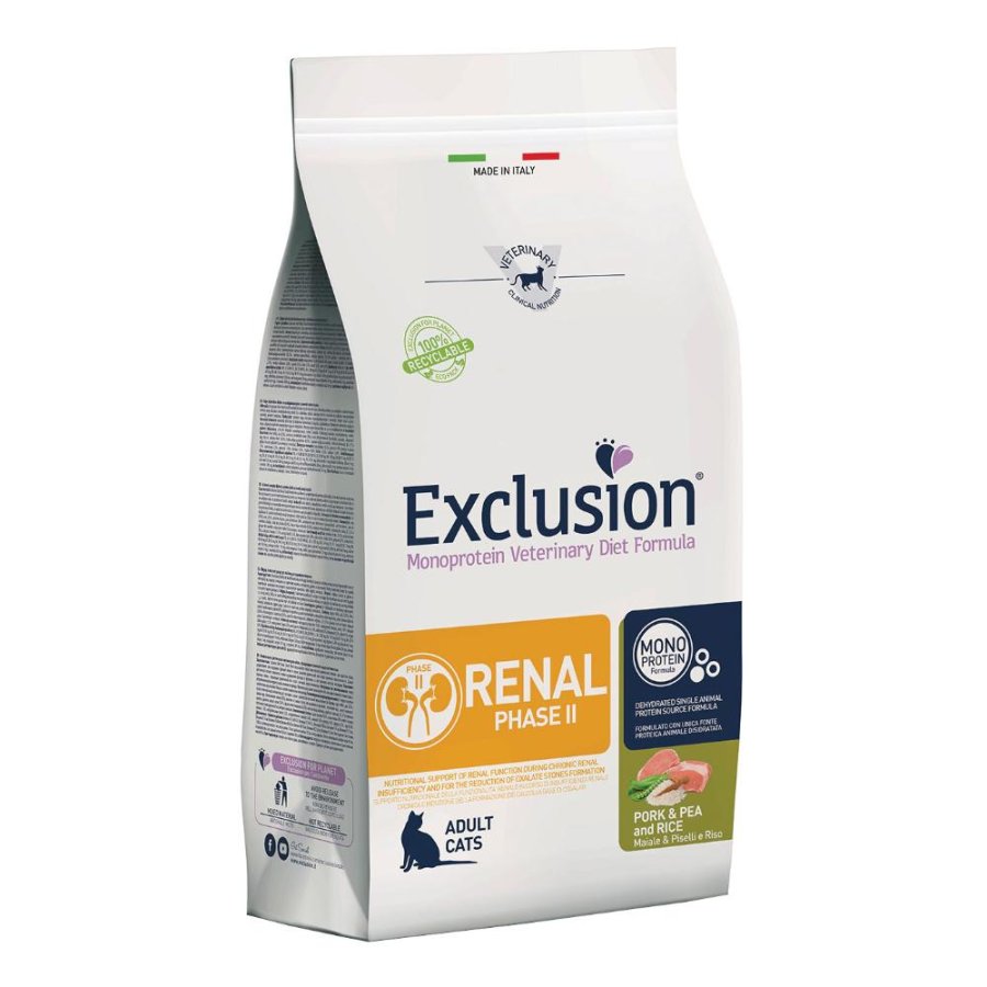 EXCLUSION GATTO DIET RENAL PHASE 2 MONOPROTEICO ADULT MAIALE PISELLI RISO 300GR