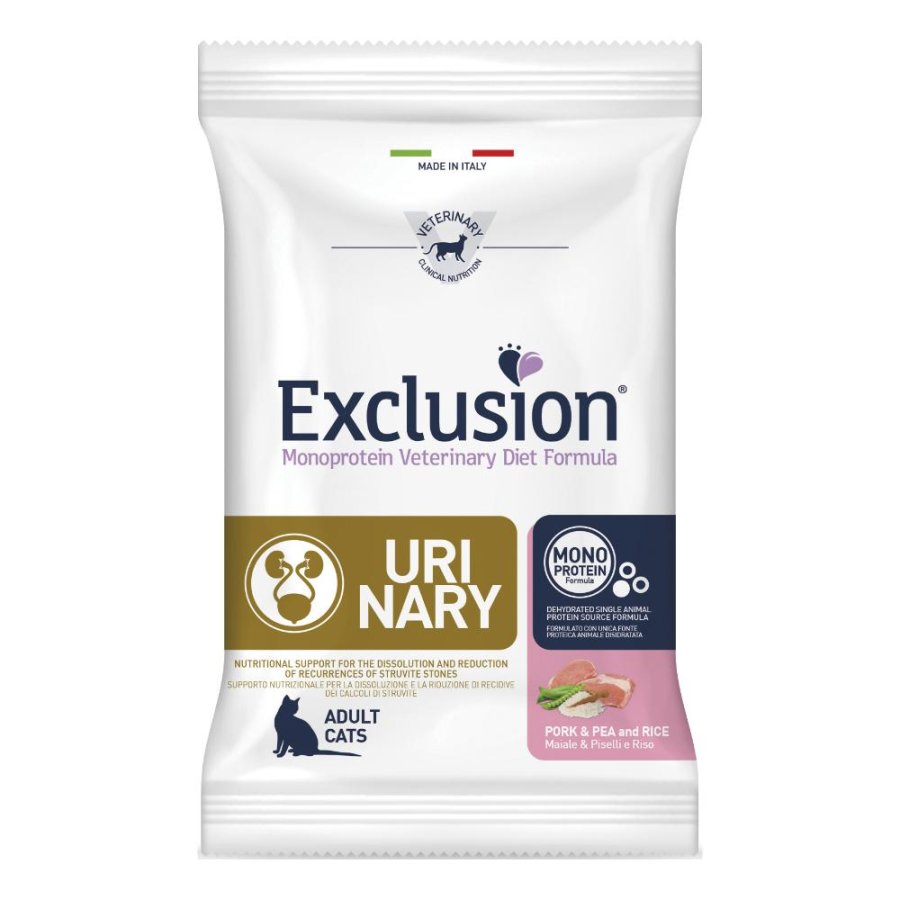 EXCLUSION GATTO DIET URINARY MONOPROTEICO ADULT MAIALE PISELLI RISO 1,5KG