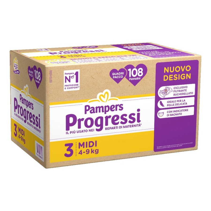 Pampers Progressi 3 Midi, 108 Pannolini Pampers Progressi 3 Midi, 108 Pannolini
